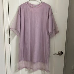 Missguided oversized TShirt dress with outer mesh lining